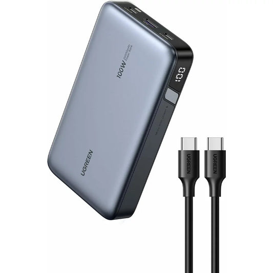 UGREEN PB720 Nexode Externer Akku, 20000mAh, 100W, QC + PD, 1 x USB-A - 2 x USB-C, Grau