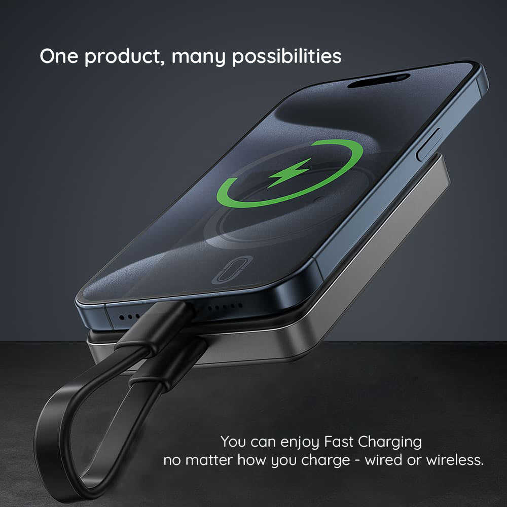 Batterie Externe Sans Fil Acefast M12, 10000mAh, 20W, PD + FQI, 1 x QI - 1 x USB-C, Noire