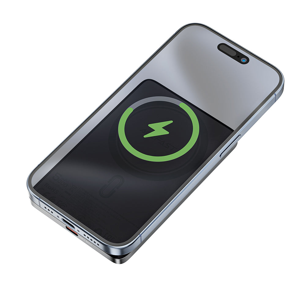 Batterie Externe Sans Fil Acefast M8, 5000mAh, 18W, PD + FQI, 1 x QI - 1 x USB-C, Noire