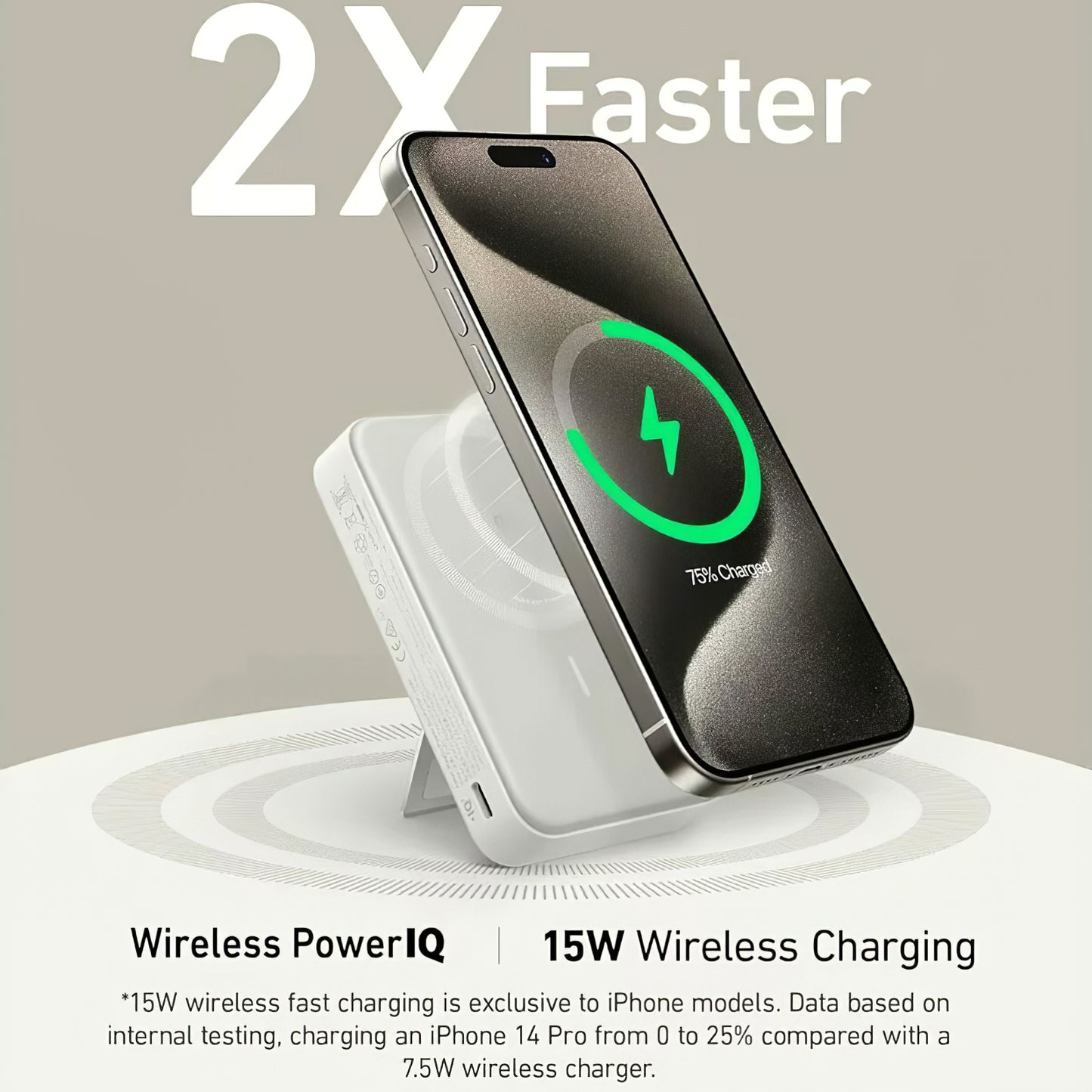 Anker MagGo Wireless Externer Akku, 10000mAh, 27W, PD + FQI, 1 x QI - 1 x USB-C, Weiß A1654G21