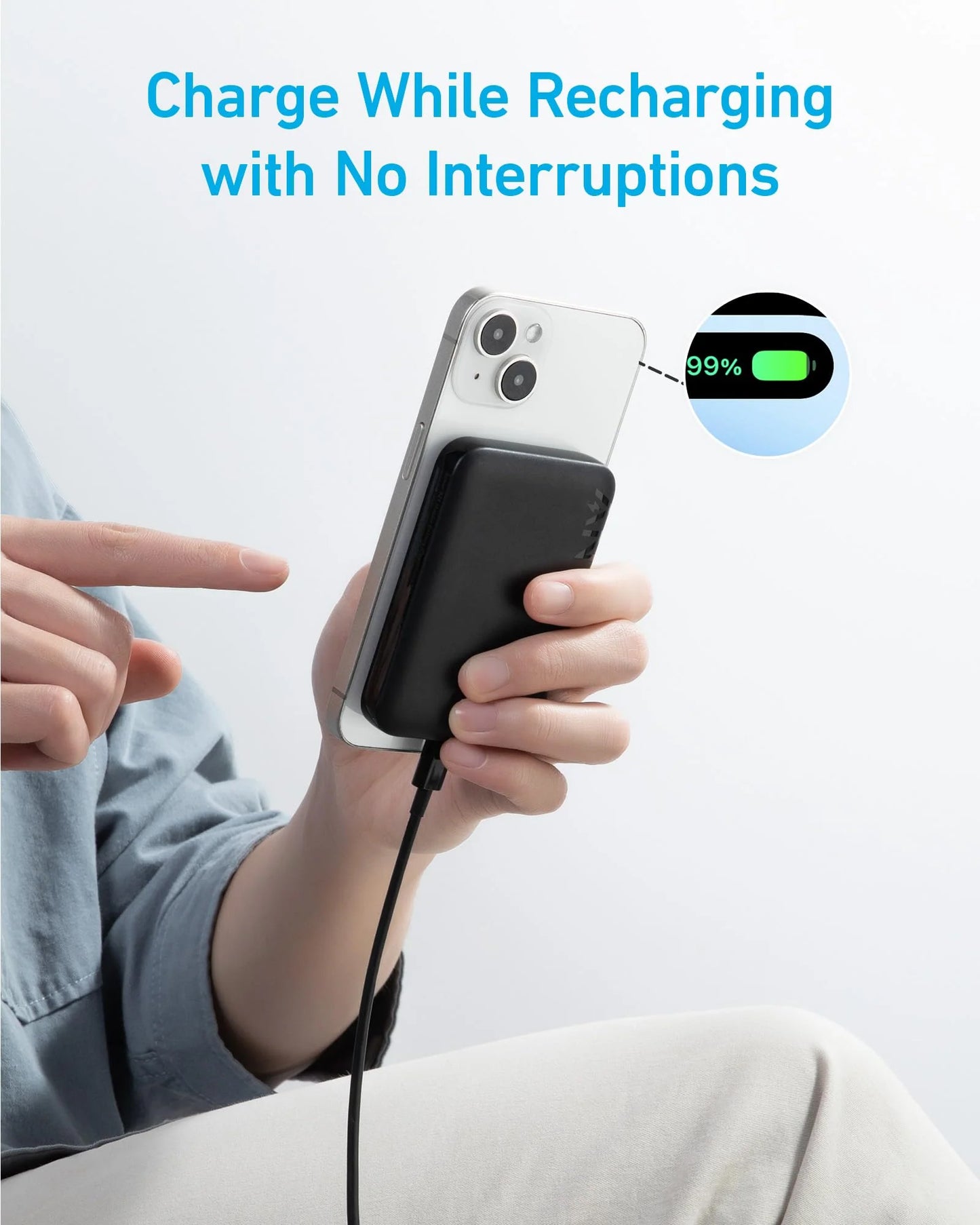 Anker 321 MagGo Wireless External Battery, 5000mAh, 7.5W, 1 x IQ, Black A1616G11