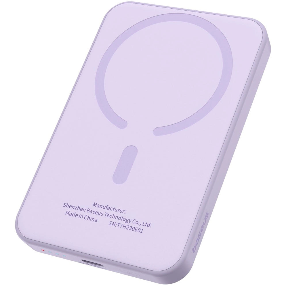 Externer Wireless-Akku Baseus Magnetic Mini, 5000mAh, 20W, PD + FQI, 1 x QI - 1 x USB-C, Lila P10022107513