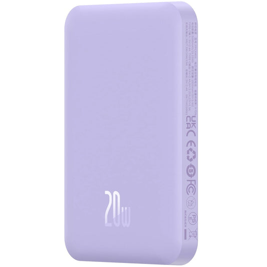 Batterie Externe Sans Fil Baseus Magnetic Mini, 5000mAh, 20W, PD + FQI, 1 x QI - 1 x USB-C, Mauve P10022107513
