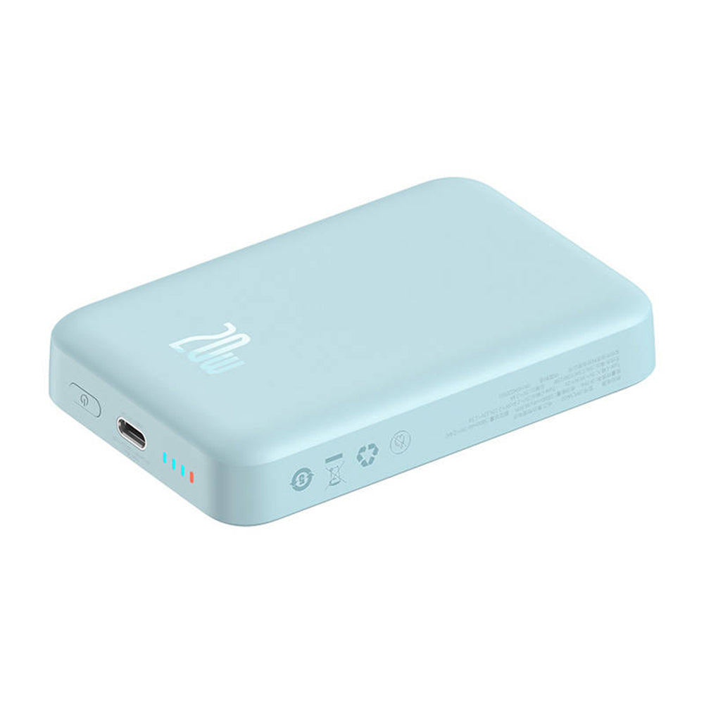 Batterie Externe Sans Fil Baseus Magnetic Mini, 10000mAh, 20W, PD + FQI, 1 x QI - 1 x USB-C, Bleue PPCX110103