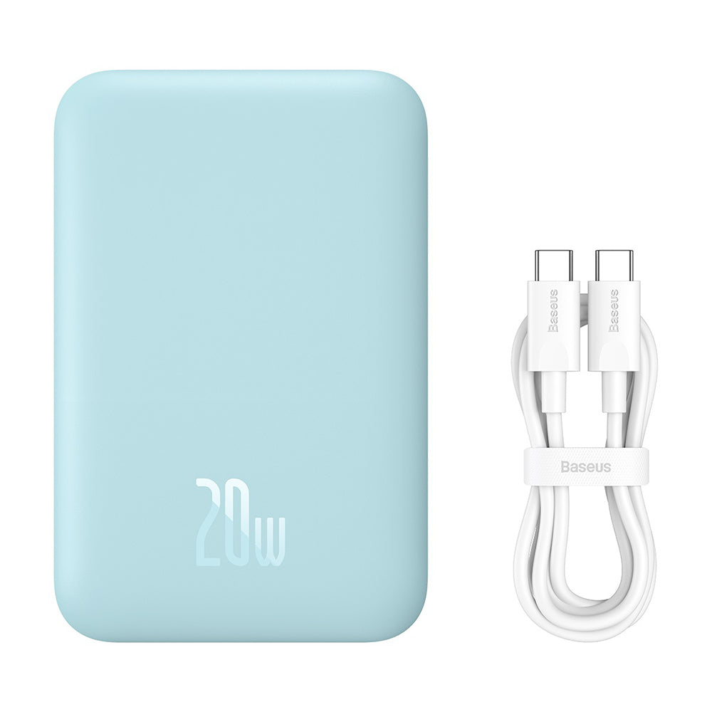 Batterie Externe Sans Fil Baseus Mini Air, 6000mAh, 20W, PD + FQI, 1 x QI - 1 x USB-C, Bleue P10059002313-00