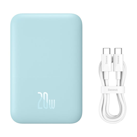 Batterie Externe Sans Fil Baseus Mini Air, 6000mAh, 20W, PD + FQI, 1 x QI - 1 x USB-C, Bleue P10059002313-00