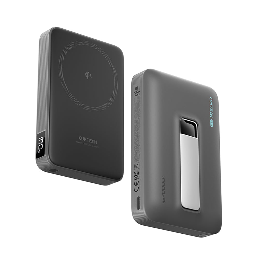 Batterie Externe Sans Fil Cuktech WPB100, 10000mAh, 30W, PD + FQI, 1 x QI - 1 x USB-C, Gris CUWPB100GLBK
