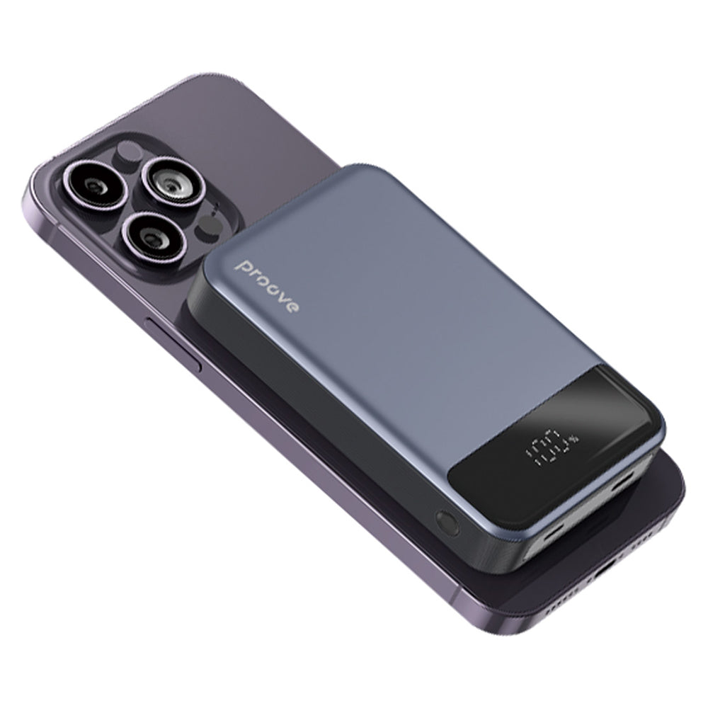 Batterie Externe Sans Fil Proove Hoodman, 10000mAh, 20W, PD + FQI, 1 x QI - 1 x USB-C, Gris PBH120010003