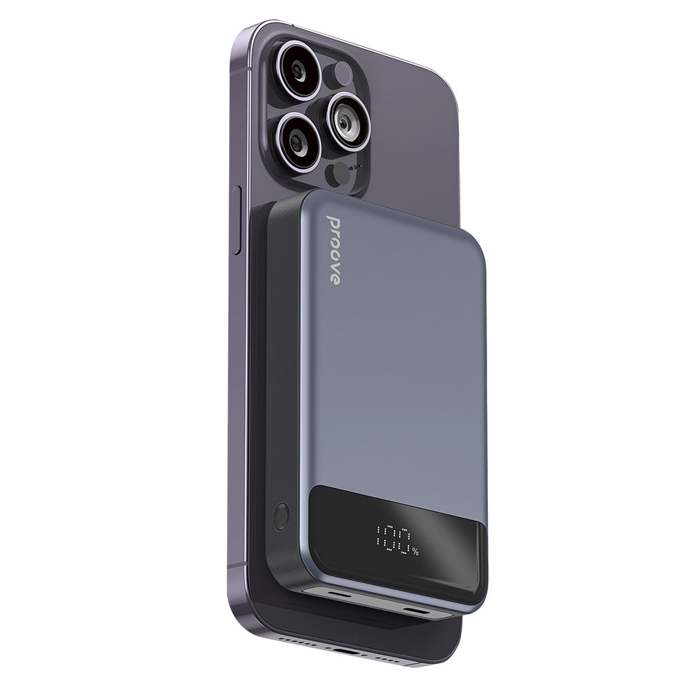 Batterie Externe Sans Fil Proove Hoodman, 10000mAh, 20W, PD + FQI, 1 x QI - 1 x USB-C, Gris PBH120010003