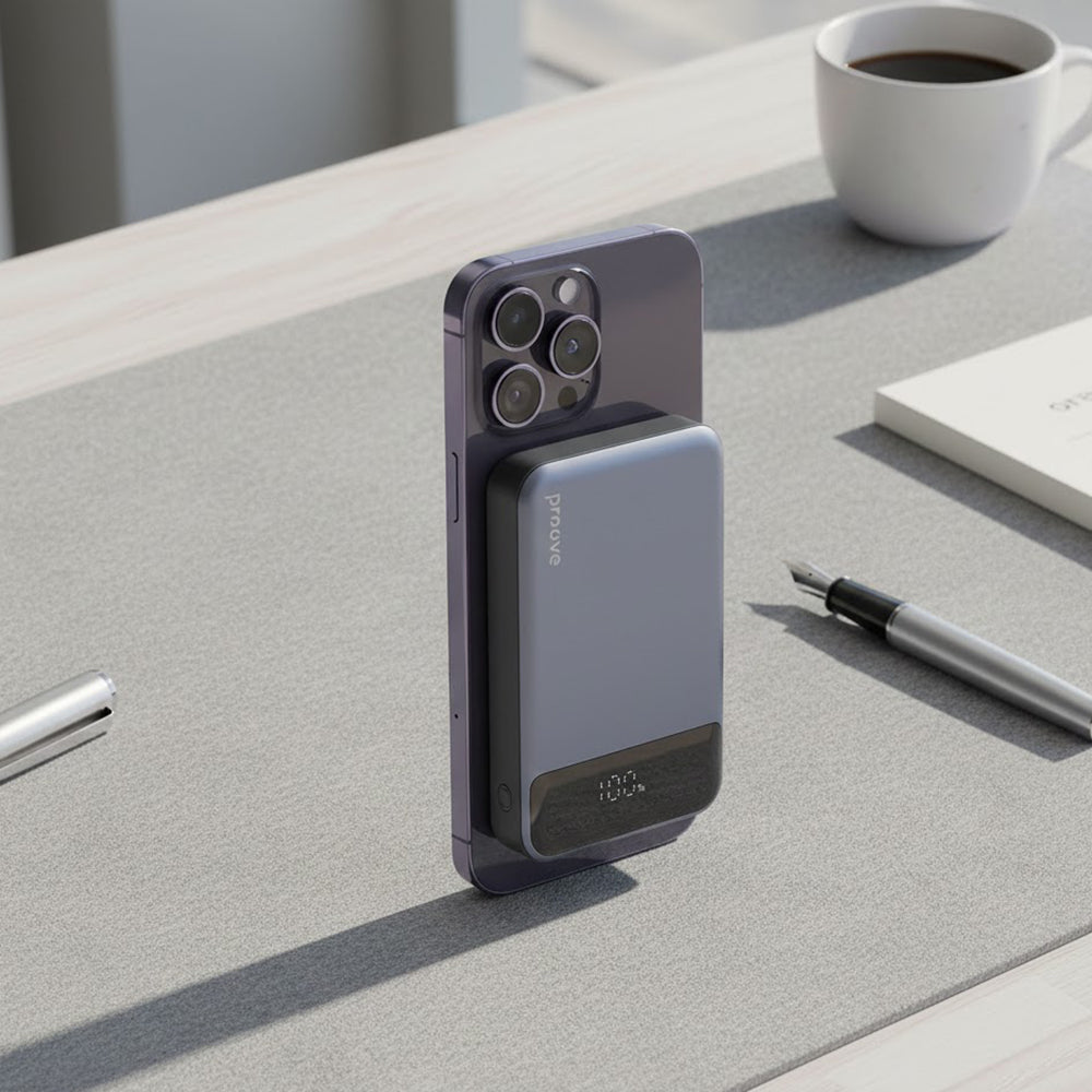 Batterie Externe Sans Fil Proove Hoodman, 10000mAh, 20W, PD + FQI, 1 x QI - 1 x USB-C, Gris PBH120010003