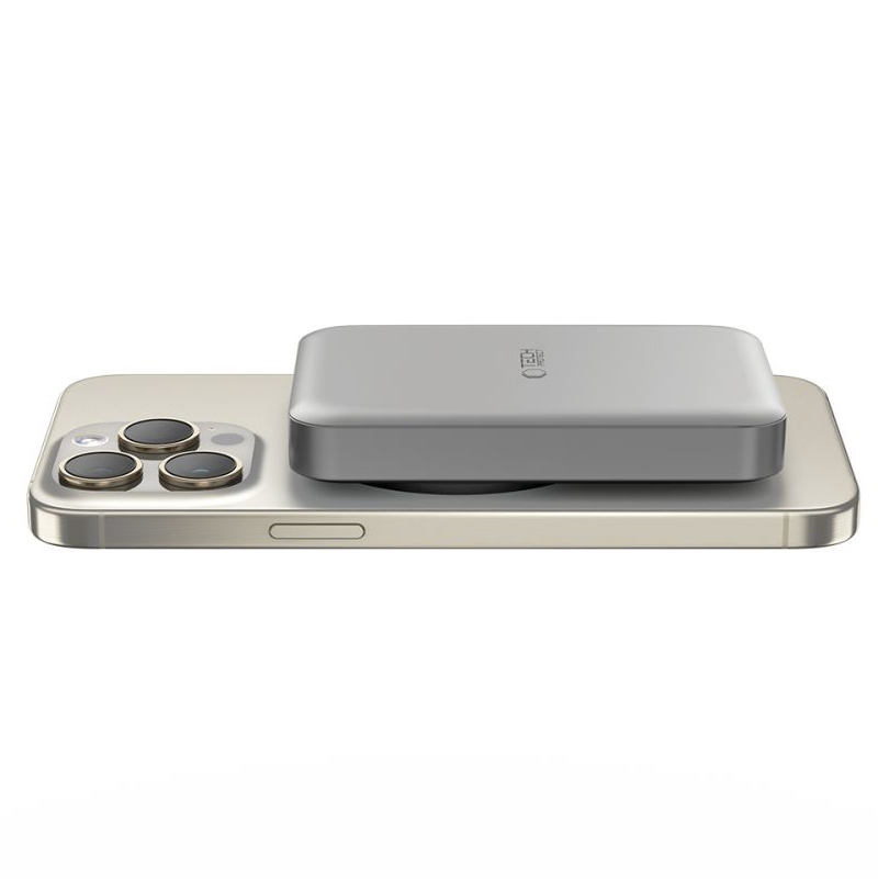 Batterie Externe Sans Fil Tech-Protect PB11 LifeMag, 10000mAh, 15W, PD + FQI, 1 x QI - 1 x USB-C, Gris, Reconditionnée