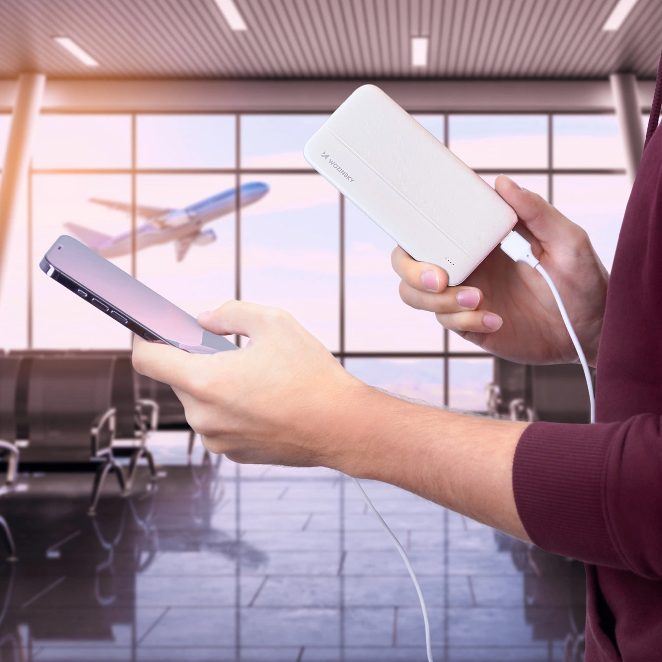 Externer Akku WZK WPBWE1, 10000mAh, 10W, 2 x USB-A, Weiß