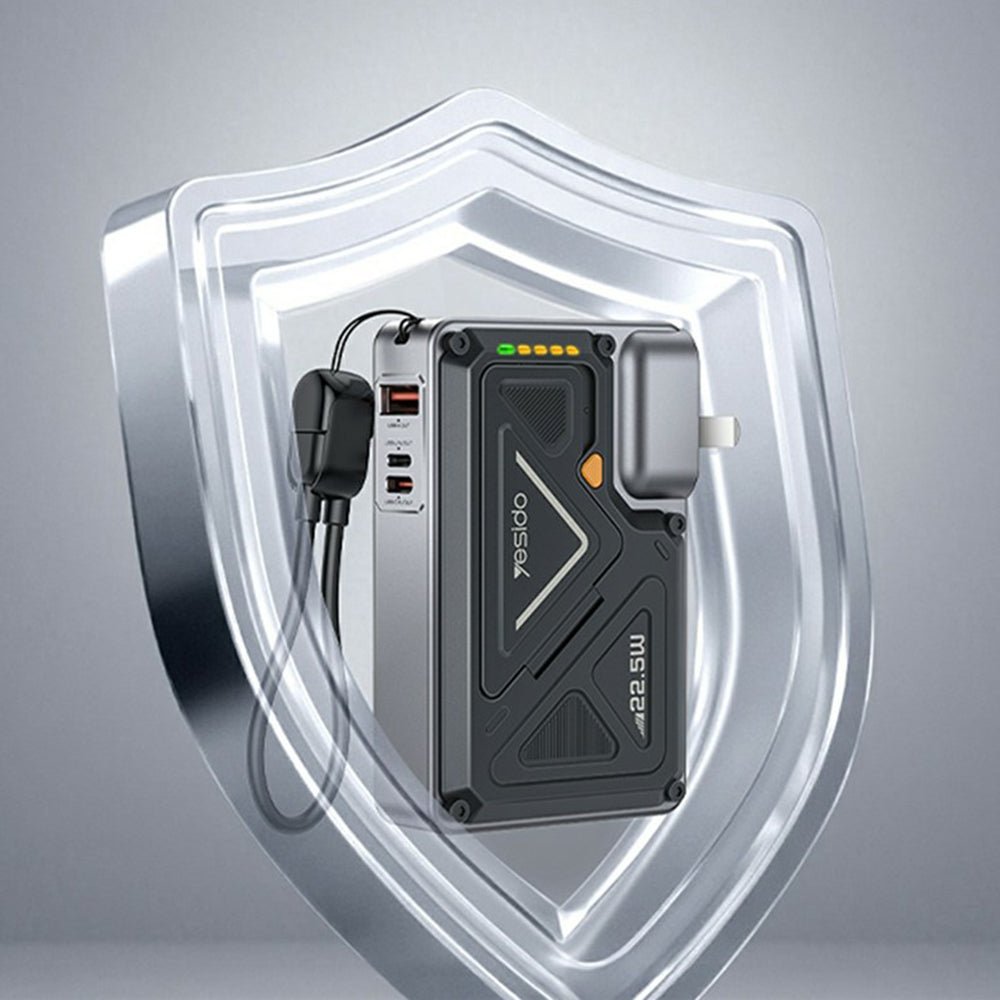 Batterie Externe Yesido YP89, 10000mAh, 22.5W, QC + PD + FQI, 1 x Lightning - 1 x QI - 1 x USB-A - 1 x USB-C, Gris