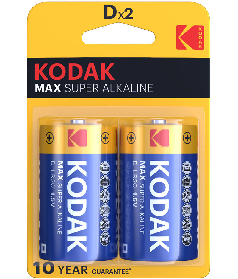 Pile Kodak Max Super Alcaline, LR20, Lot de 2 pièces
