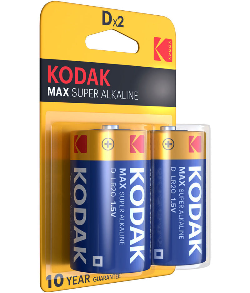 Pile Kodak Max Super Alcaline, LR20, Lot de 2 pièces