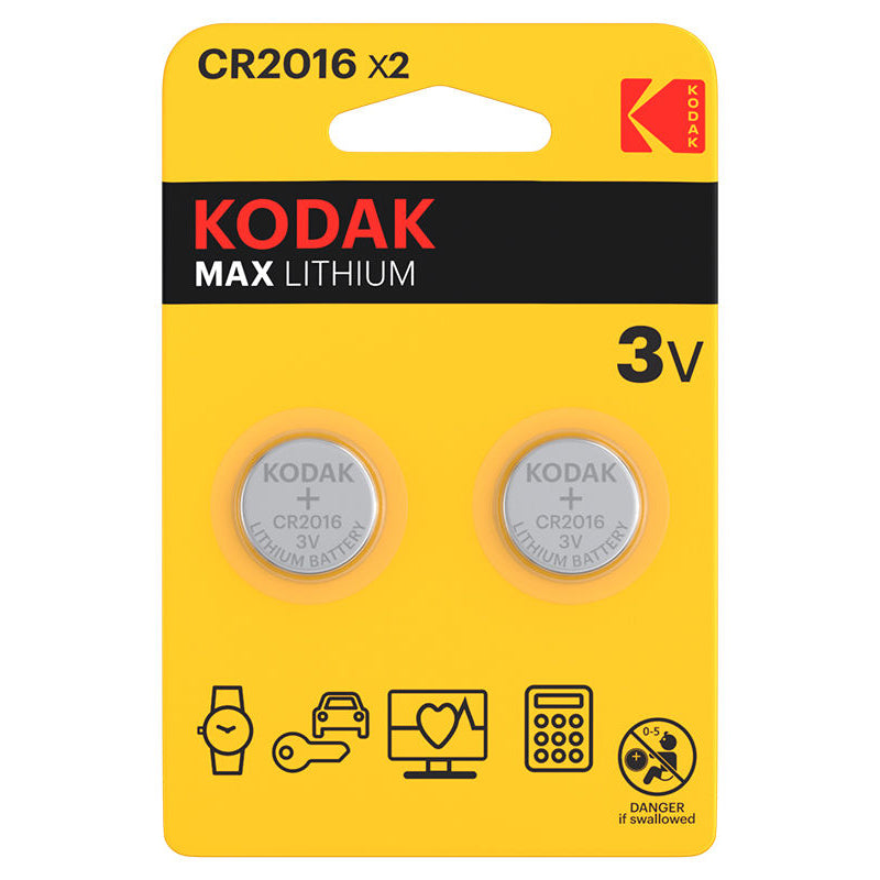 Pile Kodak Max, CR2016, Lot de 2 pièces