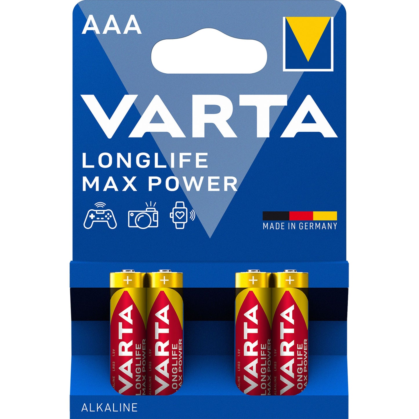Varta Longlife Max Power 4703 Battery, AAA / LR3, Set of 4 pieces