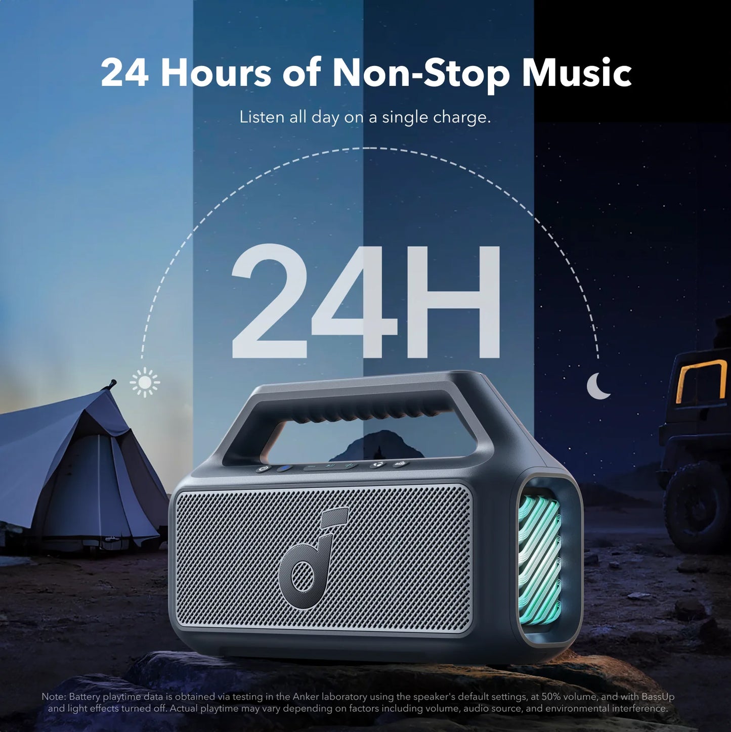 Tragbarer Bluetooth-Lautsprecher Anker SoundCore Boom 2, 80W, TWS, RGB, wasserdicht, Blau A3138031