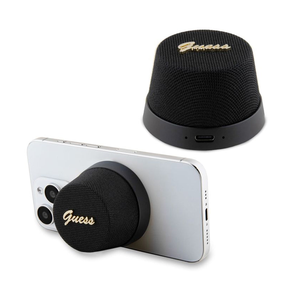 Enceinte Portable Bluetooth Guess Stand Magnétique Script Métal, 3W, Noire