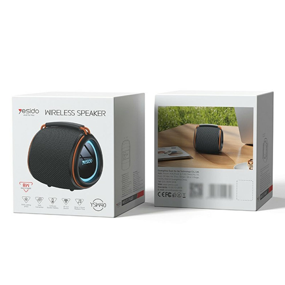 Enceinte Portable Bluetooth Yesido YSW40, 8W, RGB, Noire