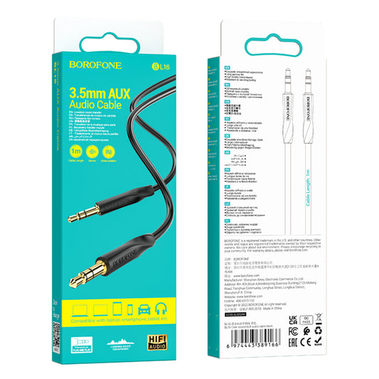 Audiokabel 3.5mm - 3.5mm Audiokabel BL16, 1m, Schwarz