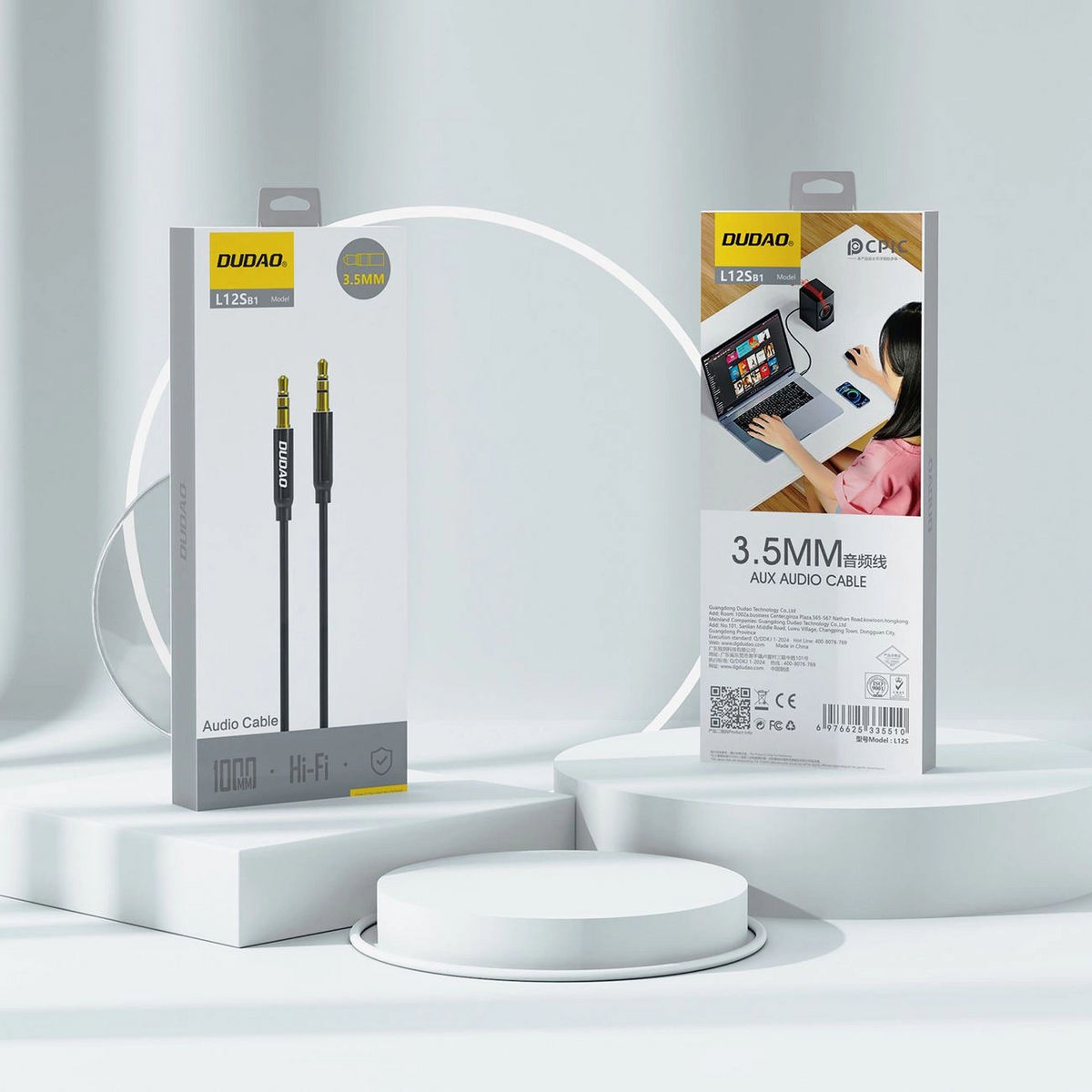 3,5-mm-Audiokabel - 3,5 mm Dudao L12s, 1 m, Schwarz