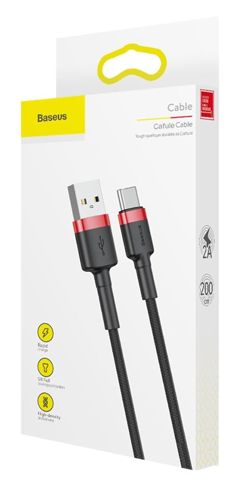 Daten- und Ladekabel USB-A - USB-C Baseus Cafule, 18W, 2m, Schwarz CATKLF-C91
