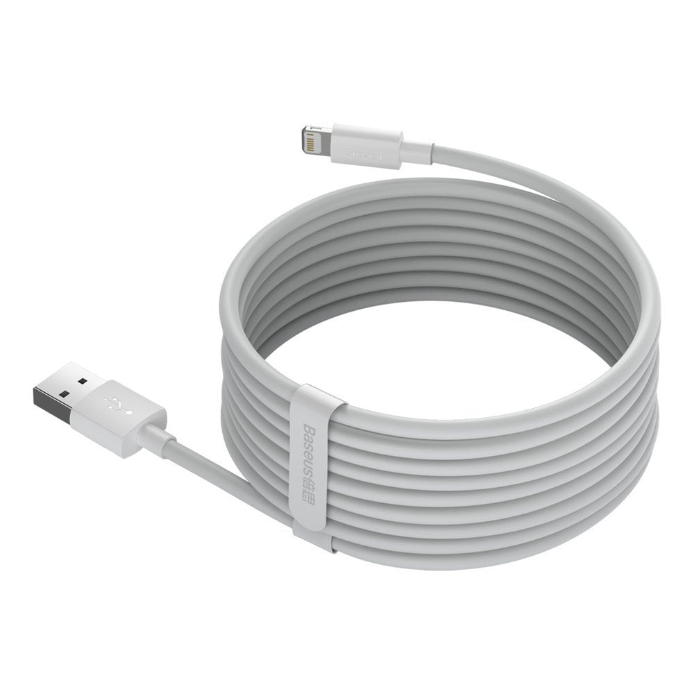Câble de Données et de Charge USB-A - Lightning Baseus Simple Wisdom, 18W, 1.5m, Lot de 2 pièces, Blanc TZCALZJ-02