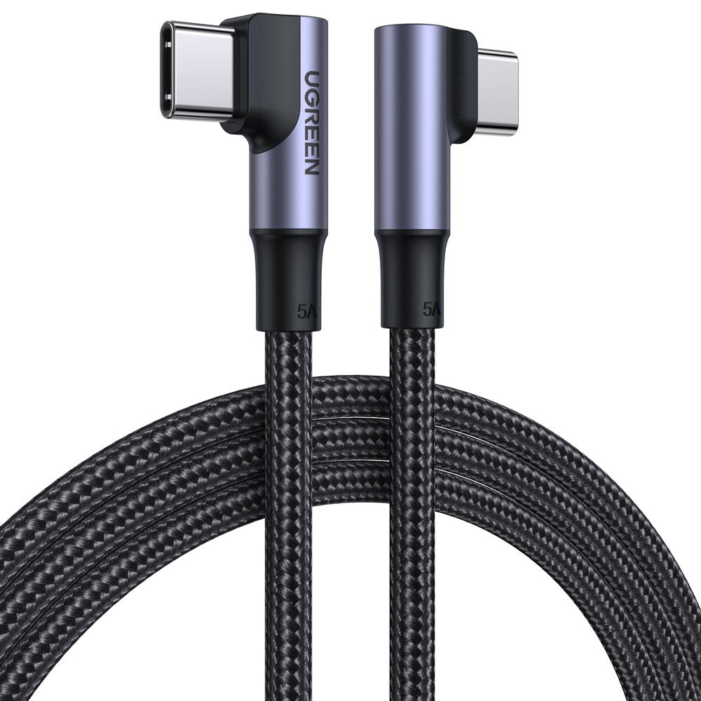 Câble de données et de charge USB-C - USB-C UGREEN US335 coudé, 100W, 1m, noir