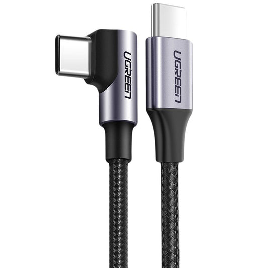 USB-C Daten- und Ladekabel - USB-C UGREEN US255 USB-C abgewinkelt, 60W, 1m, Grau