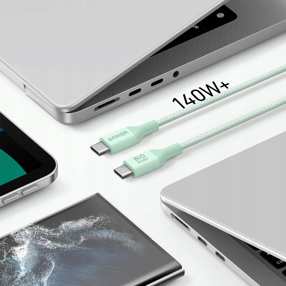 Câble de Données et de Charge USB-C - USB-C Anker 544, 140W, 1.8m, Vert A80F6H61