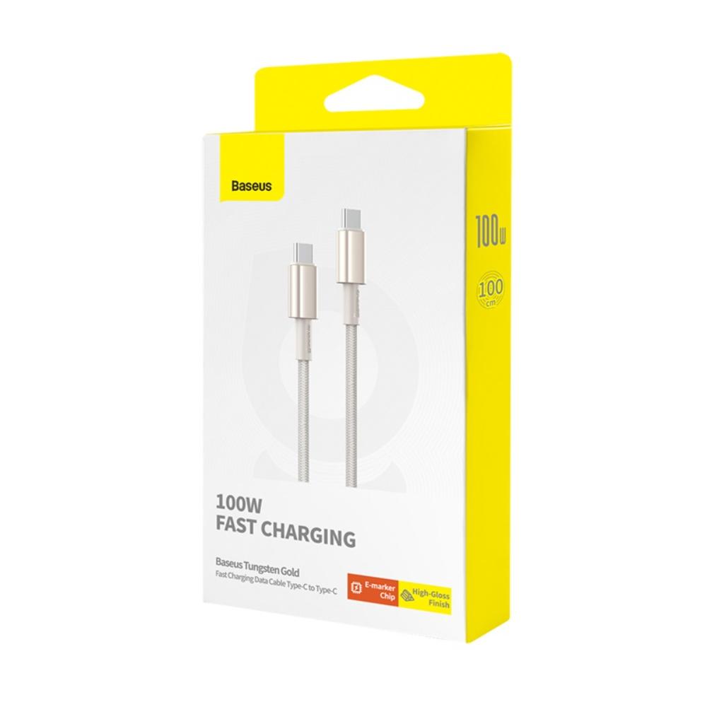 Câble de Données et de Charge USB-C - USB-C Baseus Tungsten Gold, 100W, 1m, Doré P10319800G21-00
