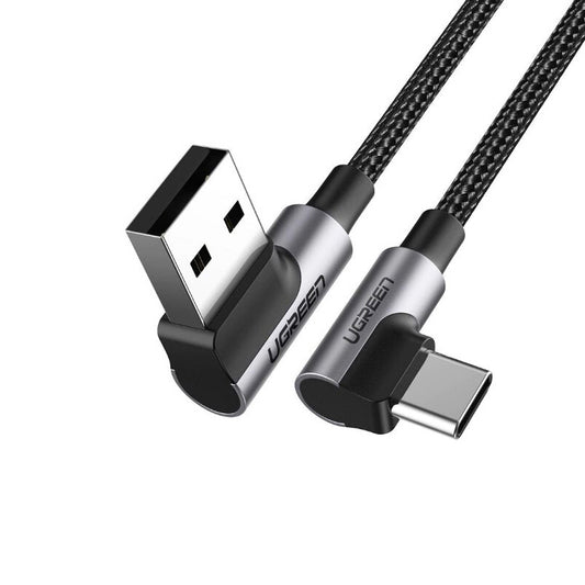 Daten- und Ladekabel USB-A - USB-C UGREEN US176 Gewinkelt, 60W, 0,5m, Schwarz