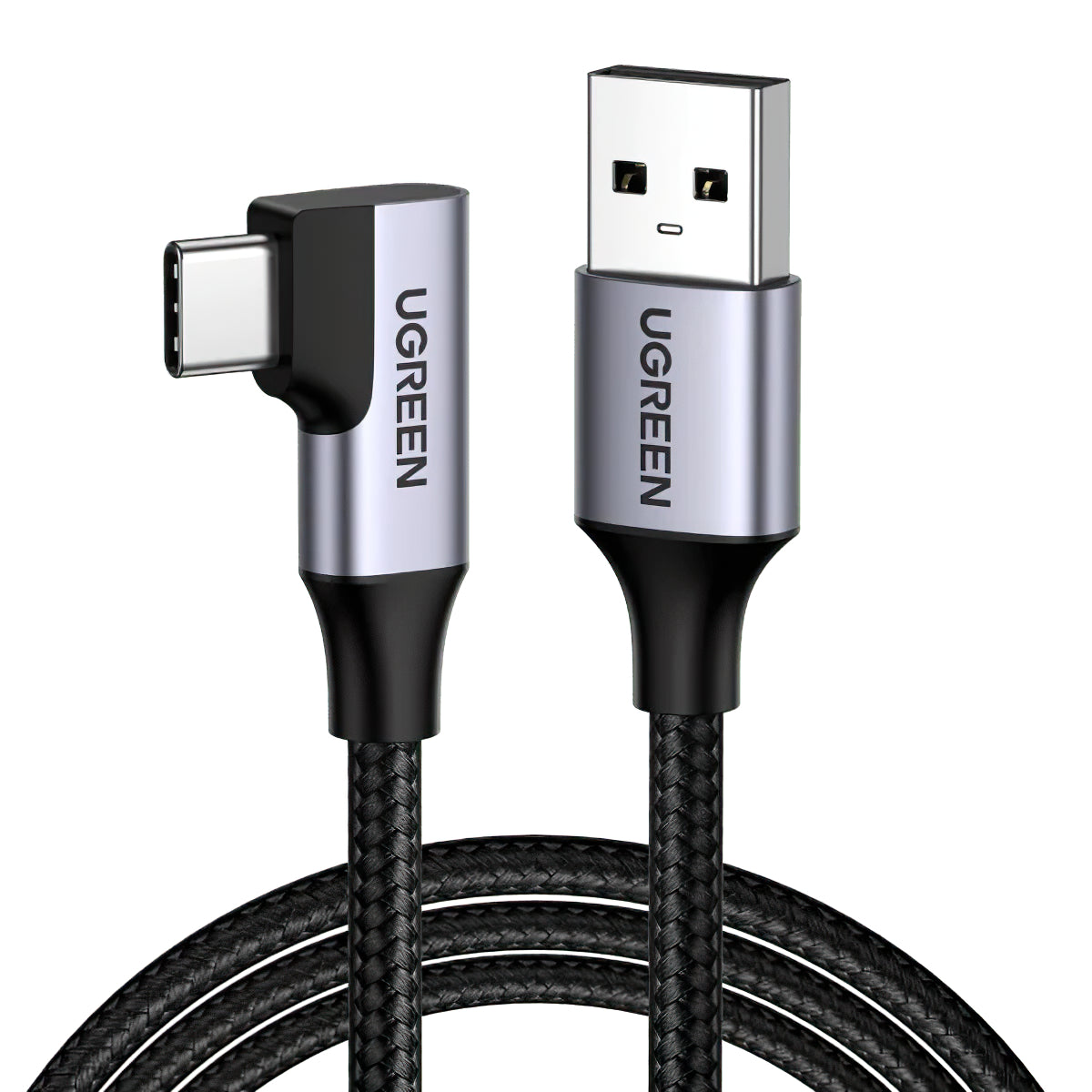 Câble de données et de charge USB-A - USB-C UGREEN US385 coudé, 60W, 1m, gris