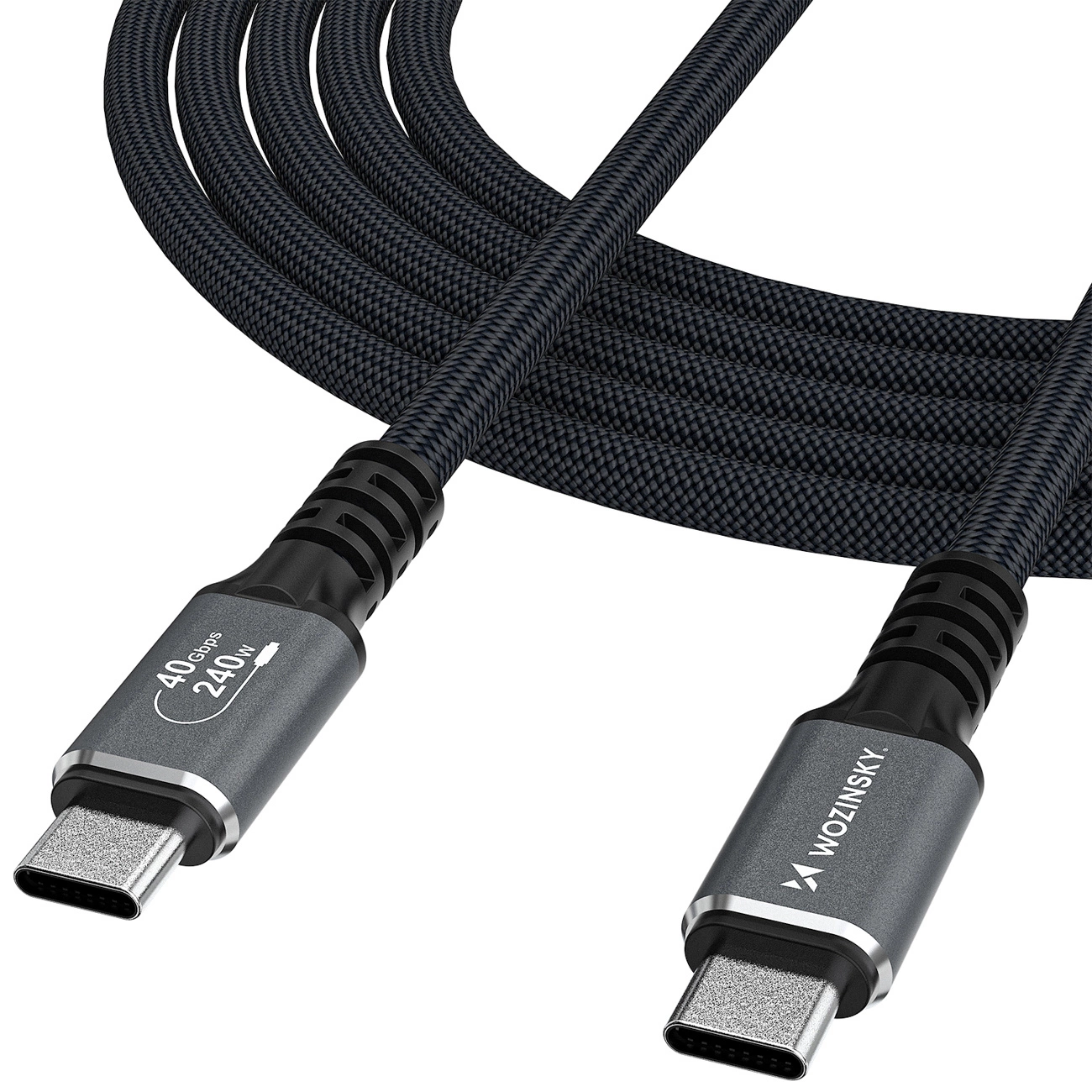 Câble de Données et de Charge USB-C - USB-C WZK WPS-UY42S, 240W, 2m, Noir