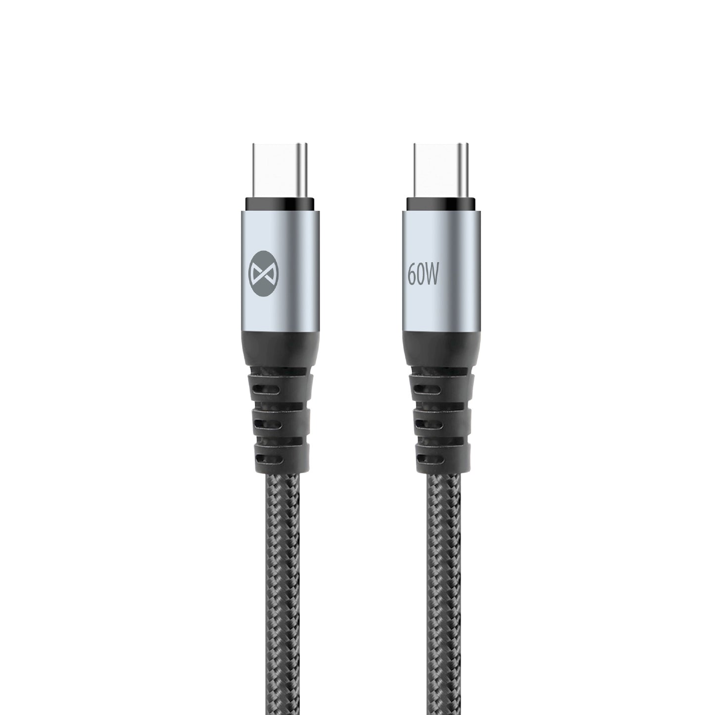 Câble de Données et de Charge USB-C - USB-C Forever Braix, 60W, 1m, Noir