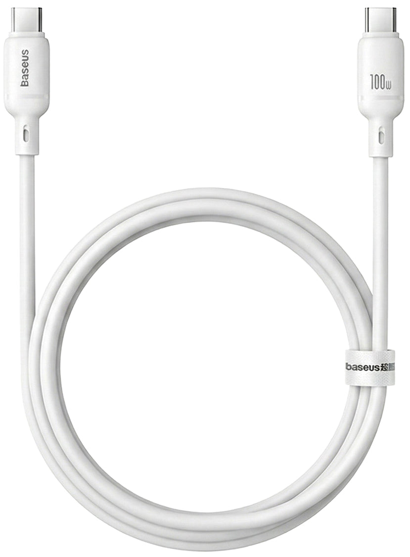 Câble de Données et de Charge USB-C - USB-C Baseus Silky, 100W, 1m, Blanc P10377704213-00