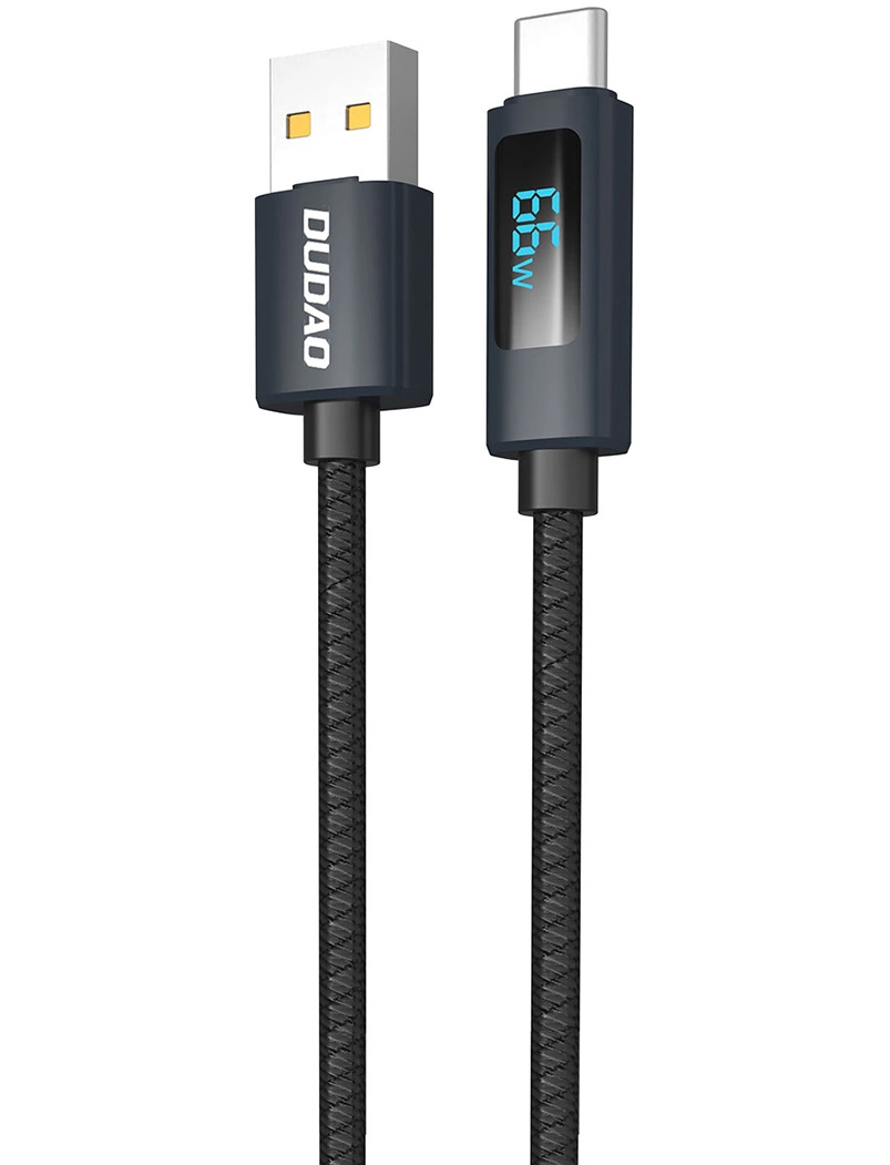 USB-A to USB-C Data and Charging Cable Dudao L7T Display, 66W, 1m, Black