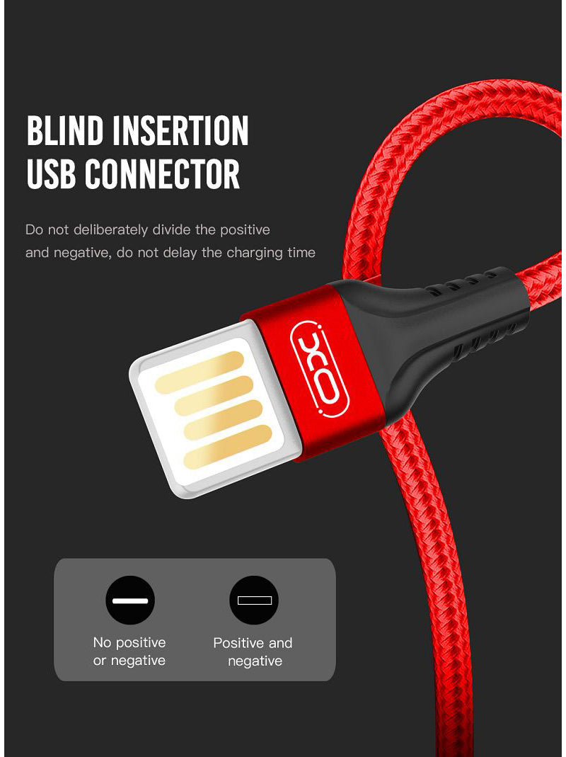 Câble de Données et de Charge USB-A - microUSB XO Design NB118, 18W, 1m, Rouge