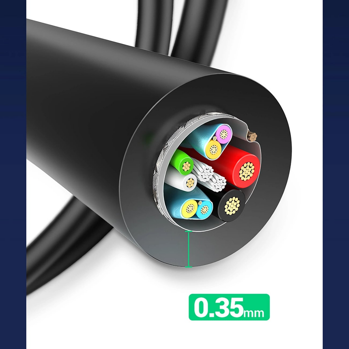 Câble de Données et de Charge USB-A - USB-C UGREEN US184, 18W, 0.5m, Noir