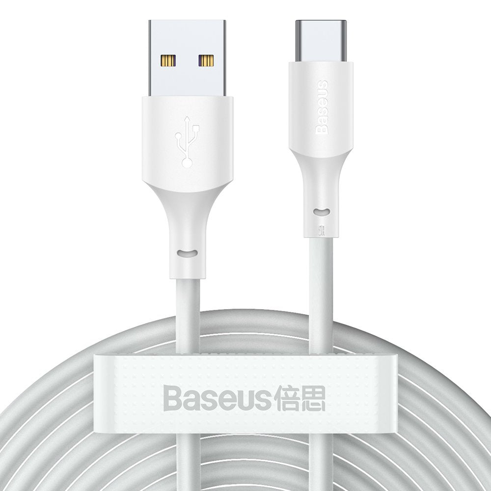 Câble de Données et de Charge USB-A - USB-C Baseus, 40W, 1.5m, Set 2 pièces, Blanc TZCATZJ-02