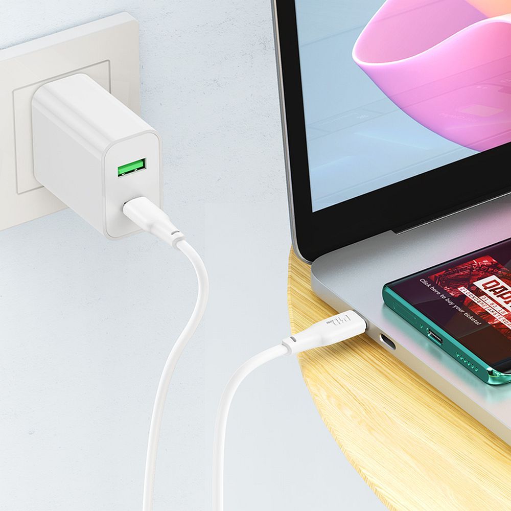 Câble de données et de charge USB-C - USB-C HOCO X93, 100W, 1m, blanc