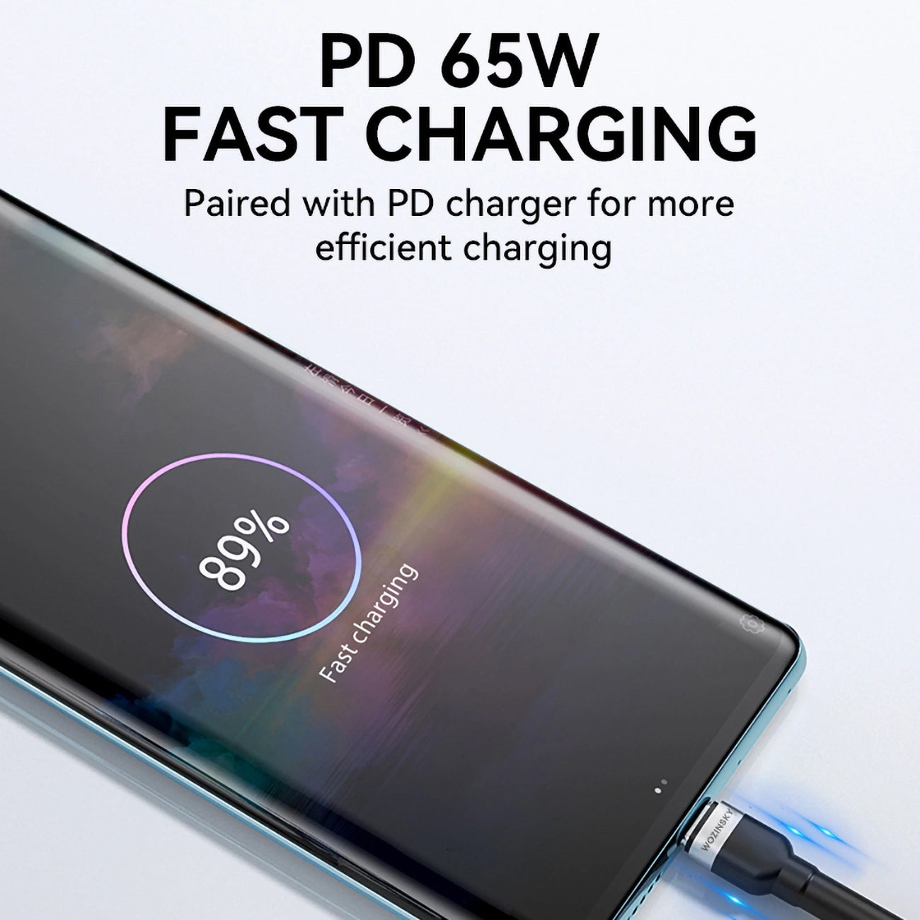 Câble de Données et de Charge USB-C - USB-C WZK WNBCC2, 65W, 2m, Noir