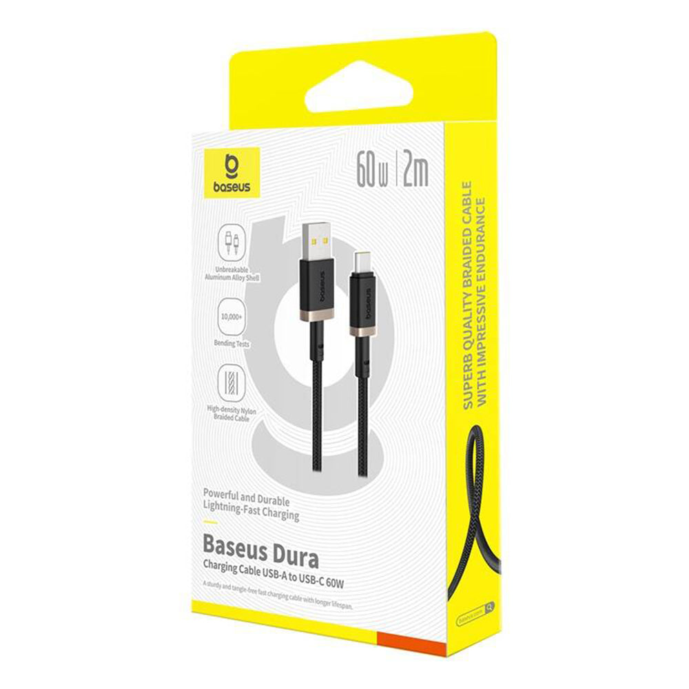Câble de Données et de Charge USB-A - USB-C Baseus Dura Series, 60W, 2m, Doré P10377802U01-02