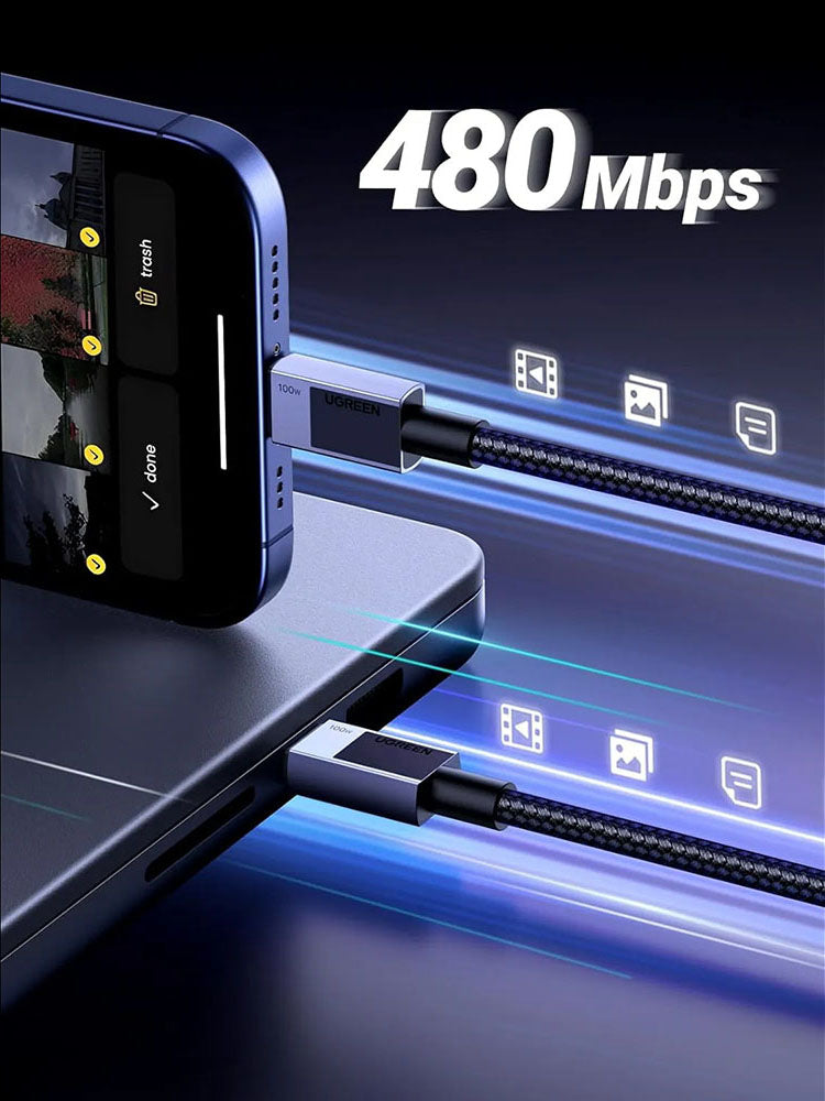 USB-C Data and Charging Cable - USB-C UGREEN L512, 100W, 3m, Gray