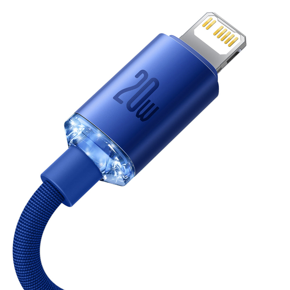 Câble de Données et de Charge USB-C - Lightning Baseus Crystal Shine Series, 20W, 1.2m, Bleu CAJY000203