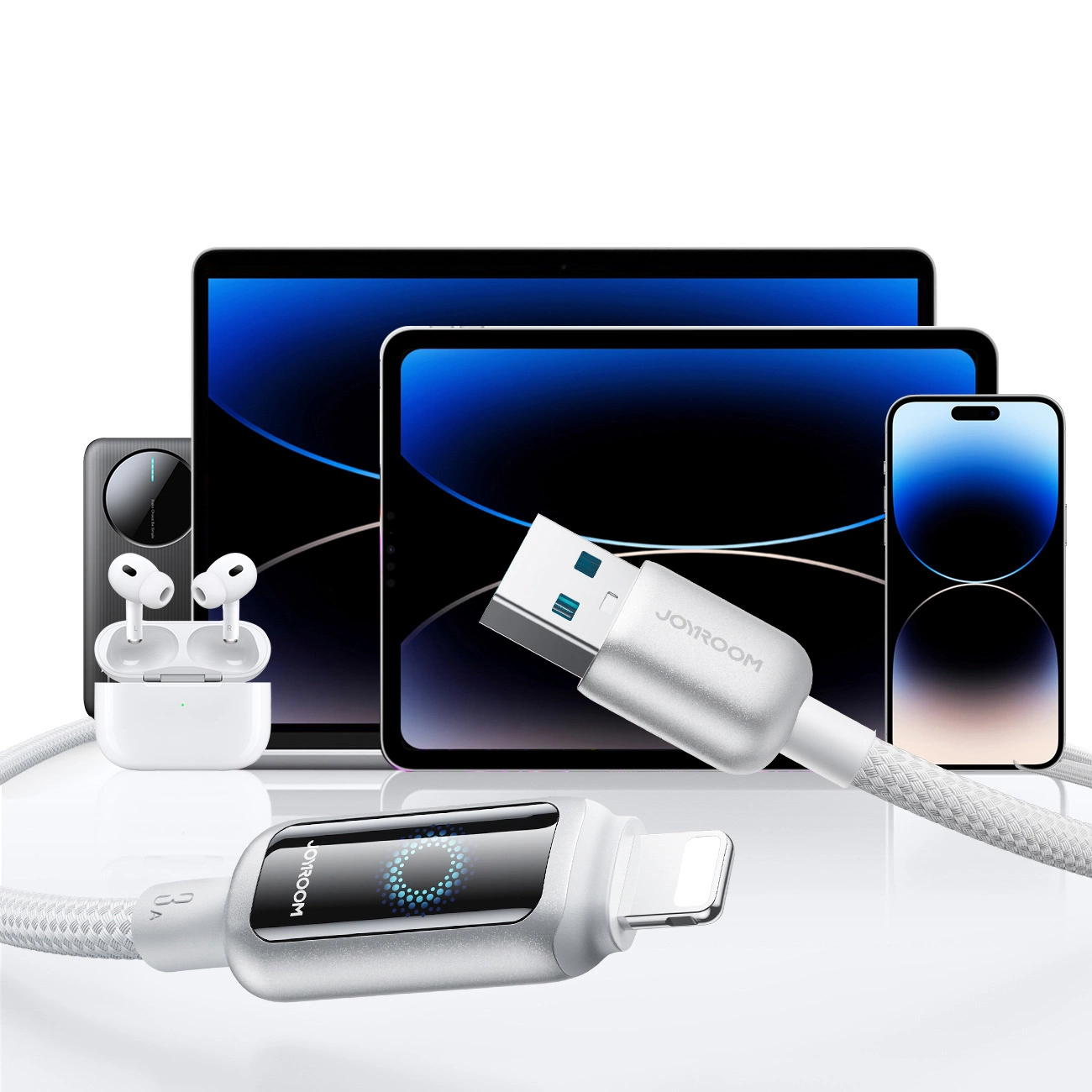 Câble de données et de charge USB-A - Lightning Joyroom S-A55 StarFlight Display, 18W, 1.2m, Blanc