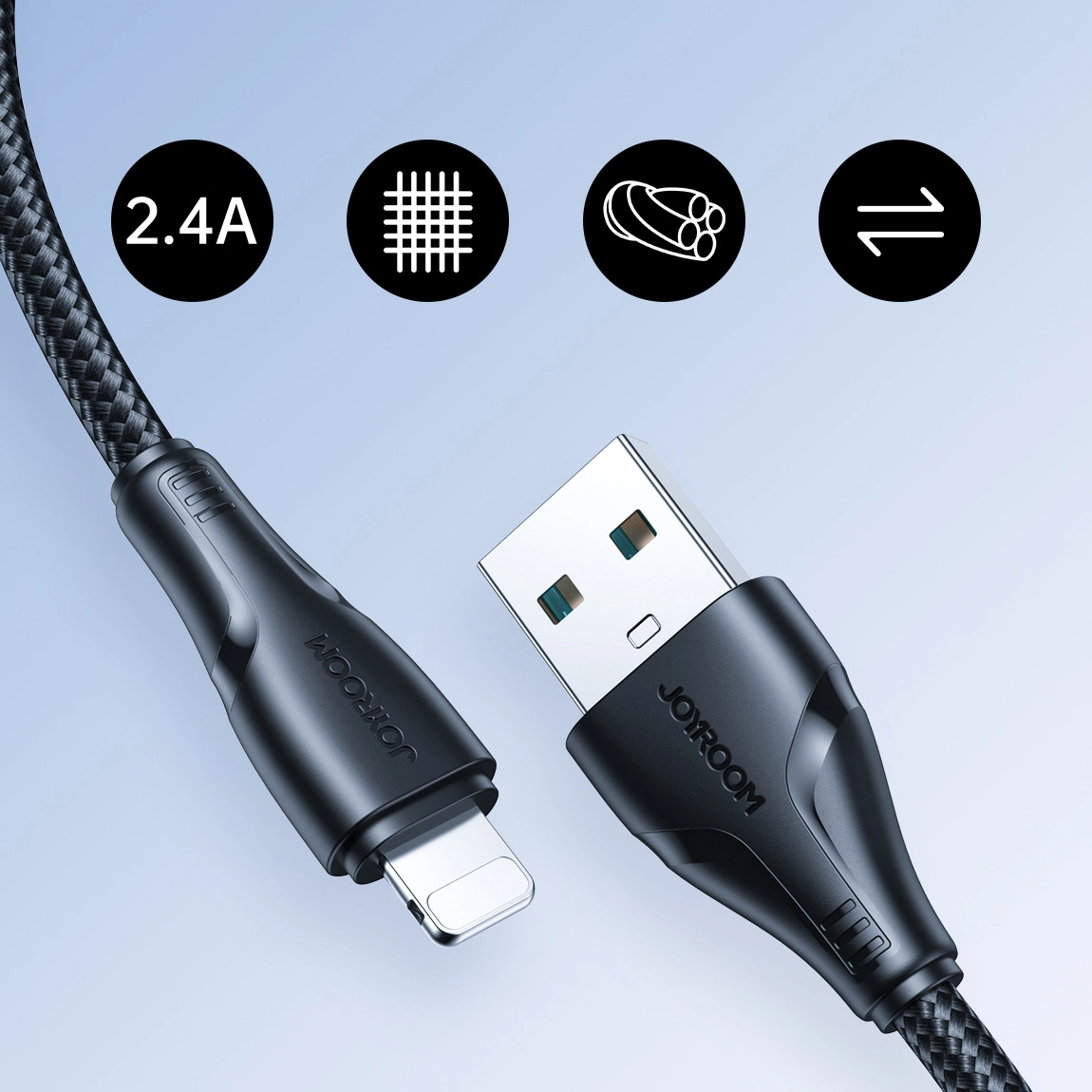 Câble de Données et de Charge USB-A - Lightning Joyroom S-A11, 18W, 1.2m, Noir