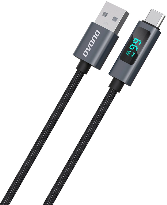 Câble de données et de charge USB-A - USB-C Dudao L7T Display, 66W, 1m, Noir