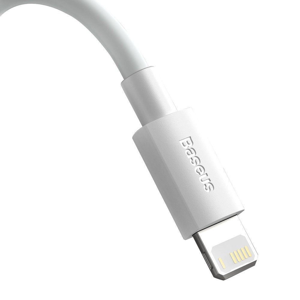 Câble de Données et de Charge USB-A - Lightning Baseus Simple Wisdom, 18W, 1.5m, Lot de 2 pièces, Blanc TZCALZJ-02